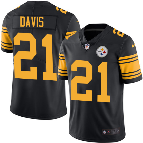 Nike Steelers #21 Sean Davis Black Youth Stitched NFL Limited Rush ...